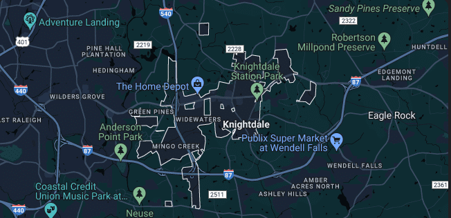 knightdale-nc-map